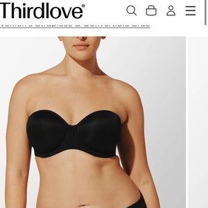 ThirdLove Women's Elegant Black Strapless Bra